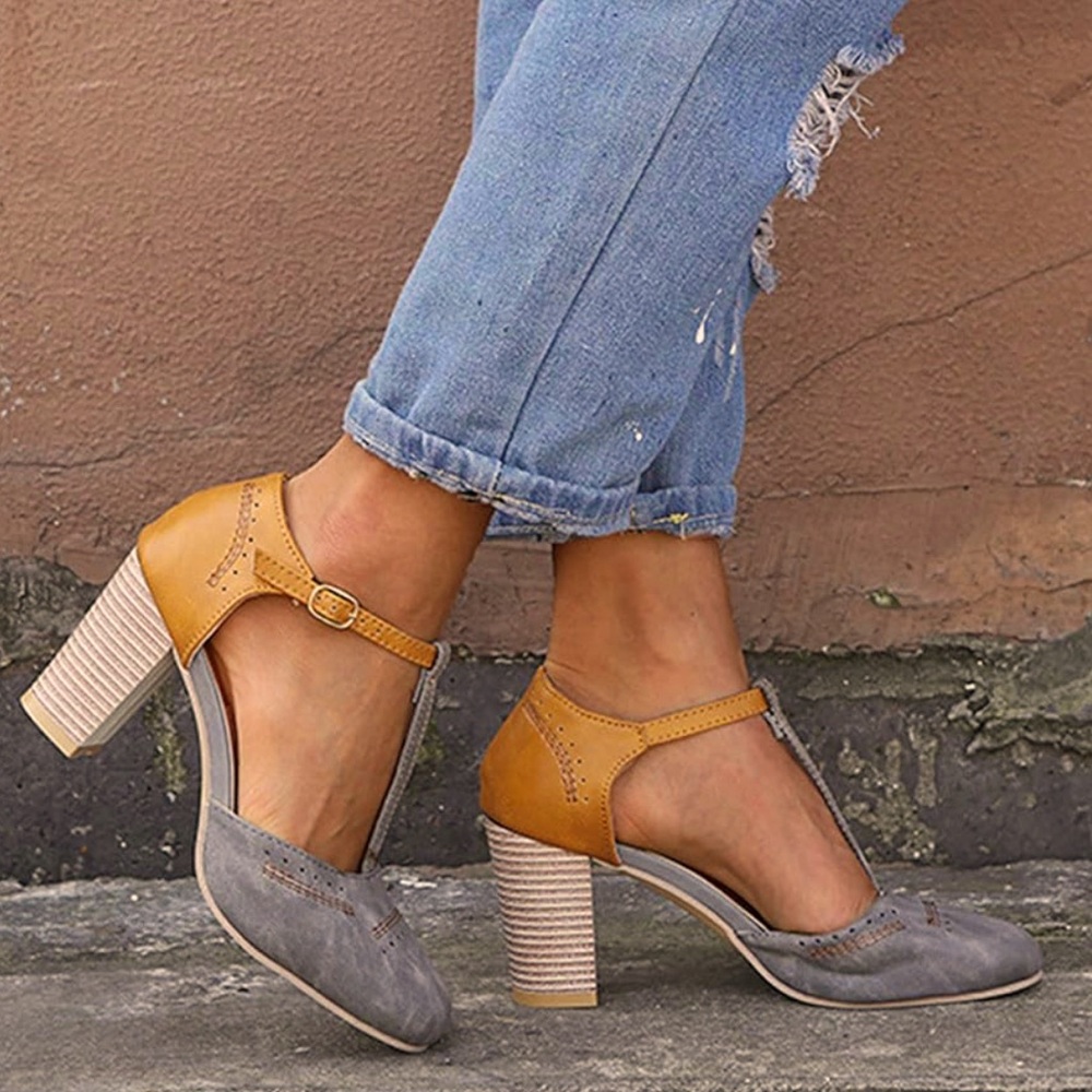 Women's Shoes Color Stitching Sandals Daily Women Closed Toe Soft Pumps Chunky